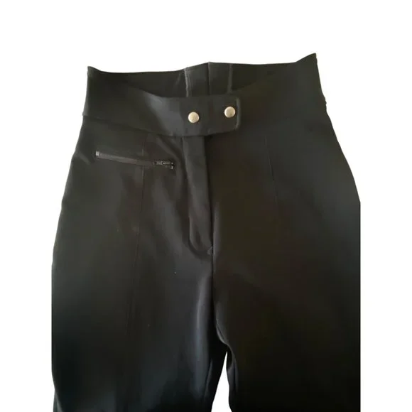 Sportcaster Vintage Black Ski Pants Wool Nylon Stretch 10 High Waist Slimming - Picture 3 of 9